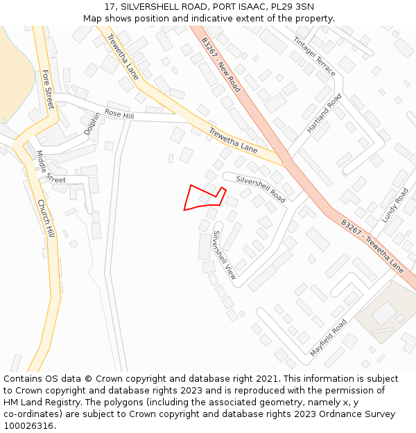 17, SILVERSHELL ROAD, PORT ISAAC, PL29 3SN: Location map and indicative extent of plot