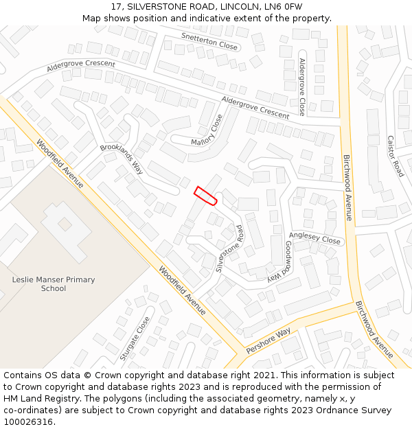 17, SILVERSTONE ROAD, LINCOLN, LN6 0FW: Location map and indicative extent of plot