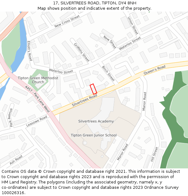 17, SILVERTREES ROAD, TIPTON, DY4 8NH: Location map and indicative extent of plot