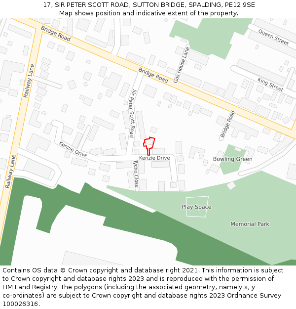 17, SIR PETER SCOTT ROAD, SUTTON BRIDGE, SPALDING, PE12 9SE: Location map and indicative extent of plot