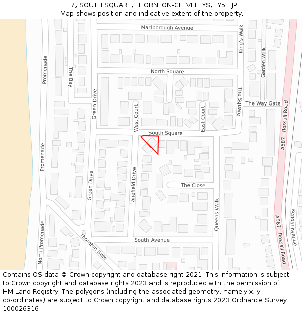 17, SOUTH SQUARE, THORNTON-CLEVELEYS, FY5 1JP: Location map and indicative extent of plot