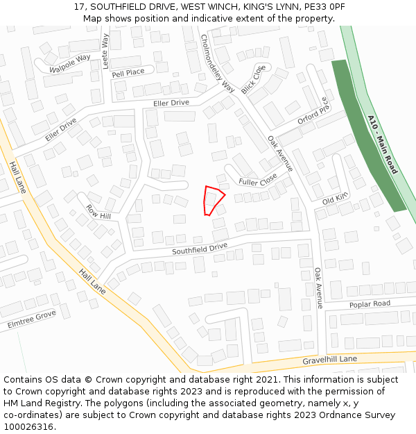 17, SOUTHFIELD DRIVE, WEST WINCH, KING'S LYNN, PE33 0PF: Location map and indicative extent of plot