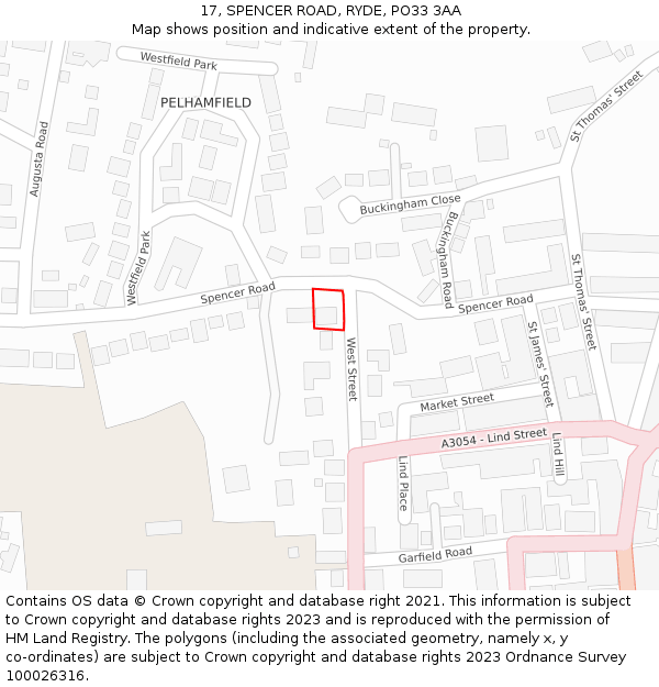 17, SPENCER ROAD, RYDE, PO33 3AA: Location map and indicative extent of plot