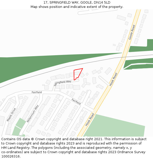 17, SPRINGFIELD WAY, GOOLE, DN14 5LD: Location map and indicative extent of plot