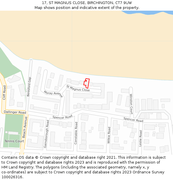 17, ST MAGNUS CLOSE, BIRCHINGTON, CT7 9UW: Location map and indicative extent of plot