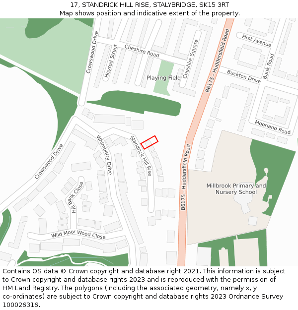 17, STANDRICK HILL RISE, STALYBRIDGE, SK15 3RT: Location map and indicative extent of plot