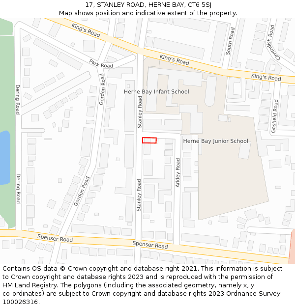 17, STANLEY ROAD, HERNE BAY, CT6 5SJ: Location map and indicative extent of plot