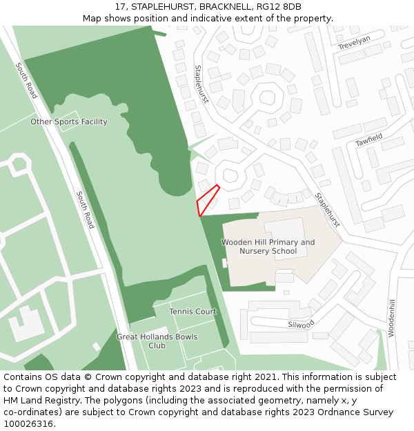17, STAPLEHURST, BRACKNELL, RG12 8DB: Location map and indicative extent of plot
