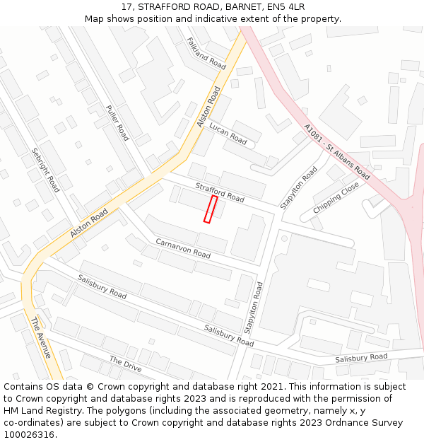 17, STRAFFORD ROAD, BARNET, EN5 4LR: Location map and indicative extent of plot