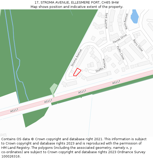 17, STROMA AVENUE, ELLESMERE PORT, CH65 9HW: Location map and indicative extent of plot