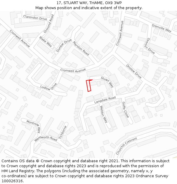 17, STUART WAY, THAME, OX9 3WP: Location map and indicative extent of plot