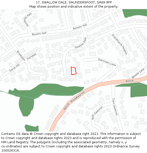 17, SWALLOW DALE, SAUNDERSFOOT, SA69 9PP: Location map and indicative extent of plot