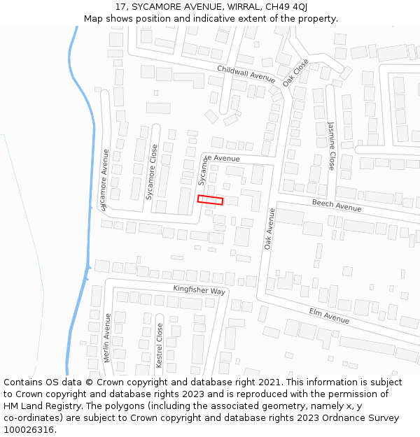 17, SYCAMORE AVENUE, WIRRAL, CH49 4QJ: Location map and indicative extent of plot