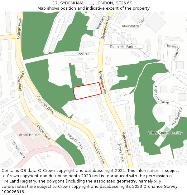 17, SYDENHAM HILL, LONDON, SE26 6SH: Location map and indicative extent of plot