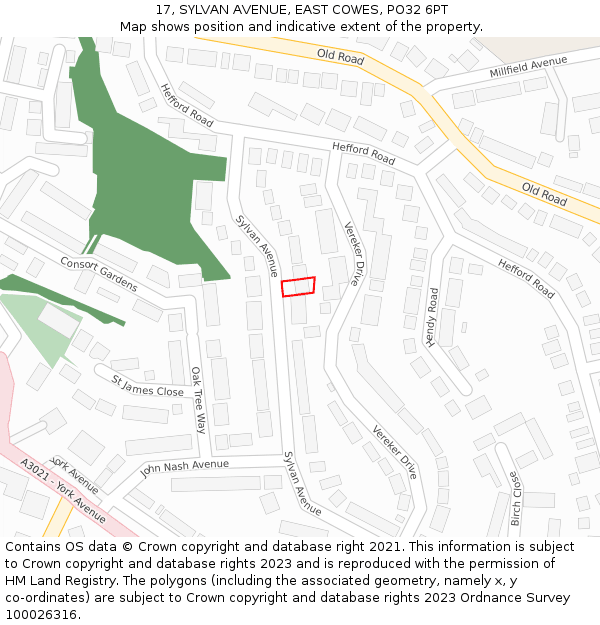 17, SYLVAN AVENUE, EAST COWES, PO32 6PT: Location map and indicative extent of plot