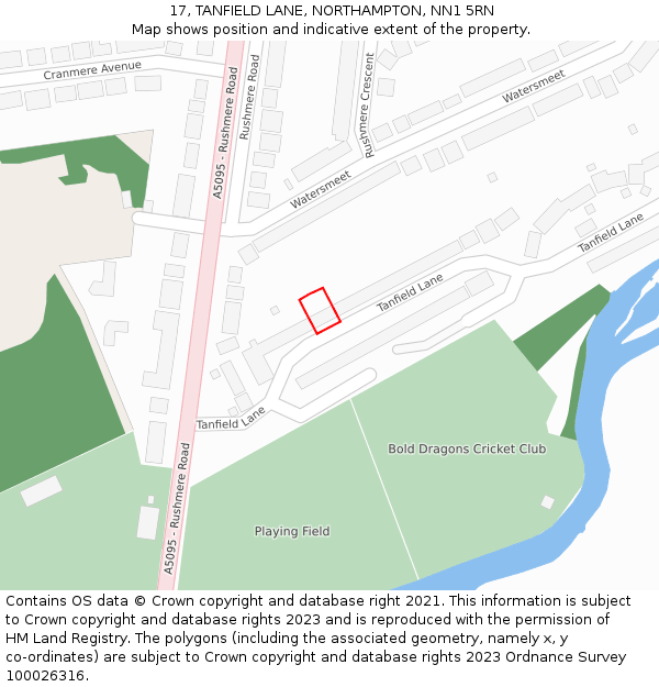 17, TANFIELD LANE, NORTHAMPTON, NN1 5RN: Location map and indicative extent of plot