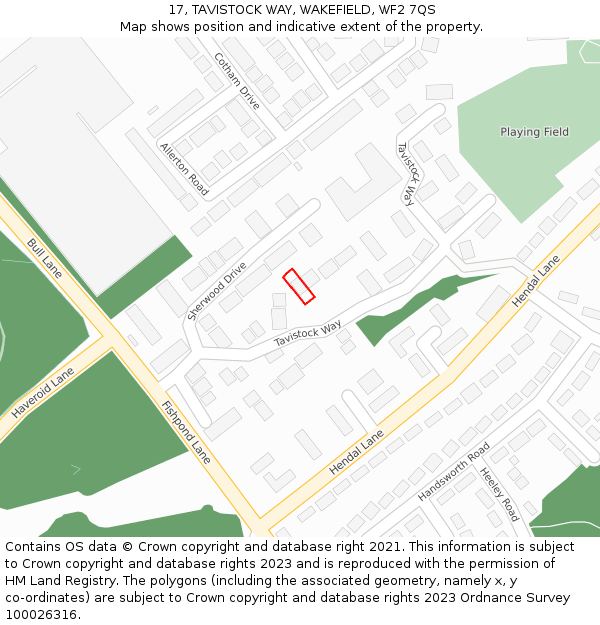 17, TAVISTOCK WAY, WAKEFIELD, WF2 7QS: Location map and indicative extent of plot