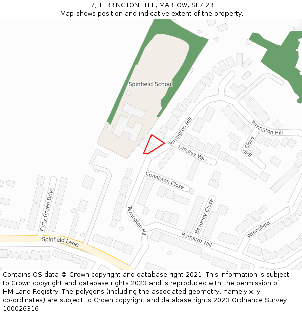 17, TERRINGTON HILL, MARLOW, SL7 2RE: Location map and indicative extent of plot