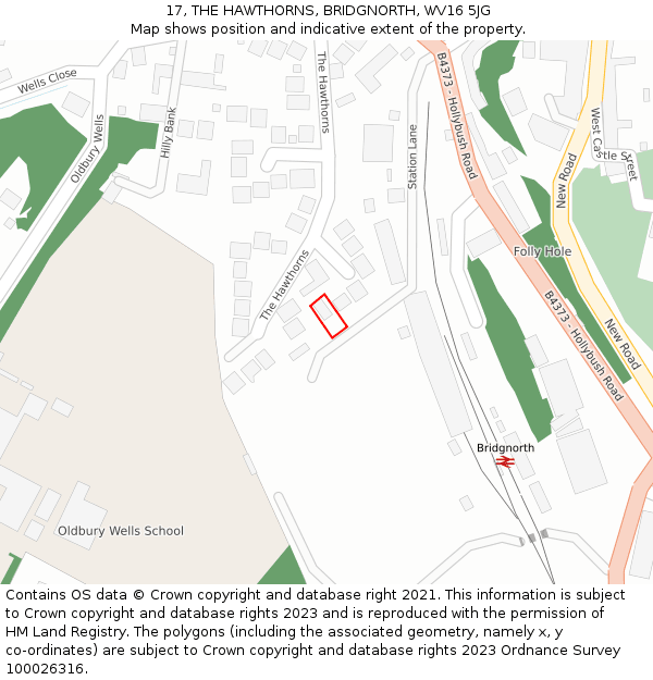 17, THE HAWTHORNS, BRIDGNORTH, WV16 5JG: Location map and indicative extent of plot