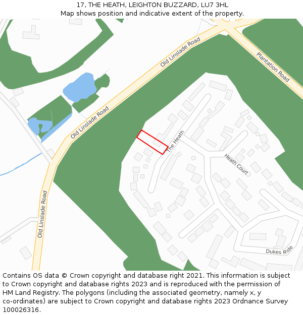 17, THE HEATH, LEIGHTON BUZZARD, LU7 3HL: Location map and indicative extent of plot