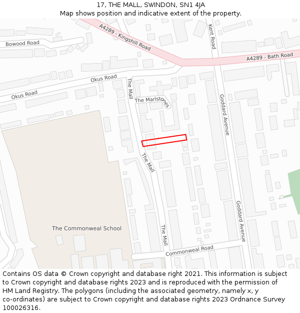 17, THE MALL, SWINDON, SN1 4JA: Location map and indicative extent of plot