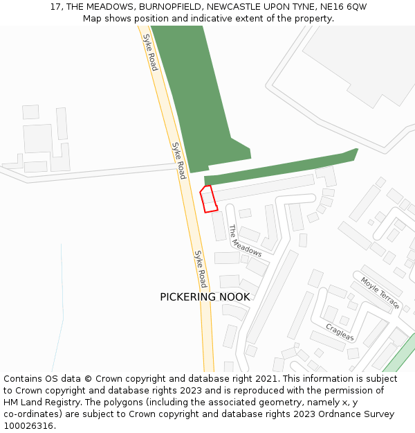 17, THE MEADOWS, BURNOPFIELD, NEWCASTLE UPON TYNE, NE16 6QW: Location map and indicative extent of plot