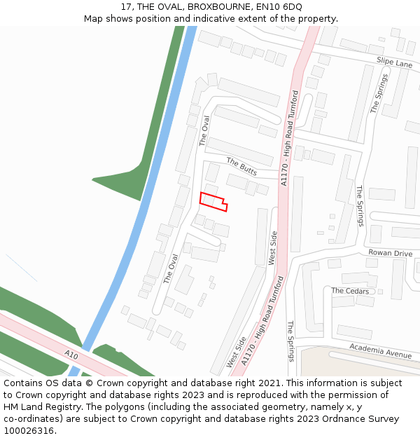 17, THE OVAL, BROXBOURNE, EN10 6DQ: Location map and indicative extent of plot