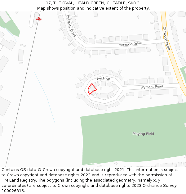 17, THE OVAL, HEALD GREEN, CHEADLE, SK8 3JJ: Location map and indicative extent of plot