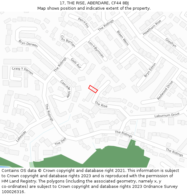 17, THE RISE, ABERDARE, CF44 8BJ: Location map and indicative extent of plot