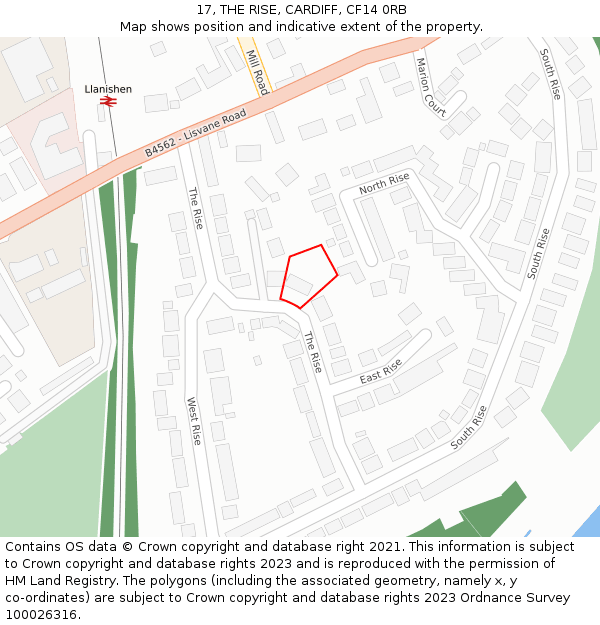 17, THE RISE, CARDIFF, CF14 0RB: Location map and indicative extent of plot