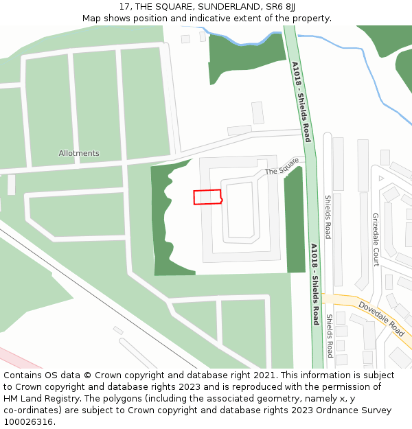 17, THE SQUARE, SUNDERLAND, SR6 8JJ: Location map and indicative extent of plot