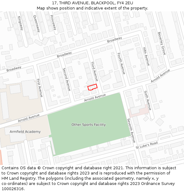 17, THIRD AVENUE, BLACKPOOL, FY4 2EU: Location map and indicative extent of plot