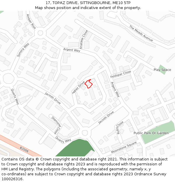 17, TOPAZ DRIVE, SITTINGBOURNE, ME10 5TP: Location map and indicative extent of plot