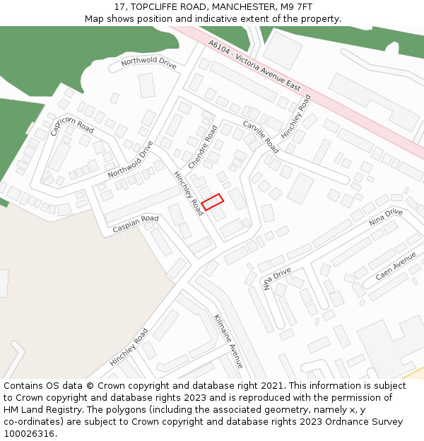 17, TOPCLIFFE ROAD, MANCHESTER, M9 7FT: Location map and indicative extent of plot