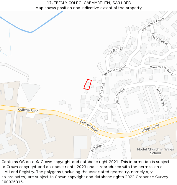 17, TREM Y COLEG, CARMARTHEN, SA31 3ED: Location map and indicative extent of plot