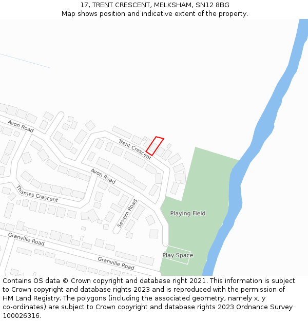 17, TRENT CRESCENT, MELKSHAM, SN12 8BG: Location map and indicative extent of plot