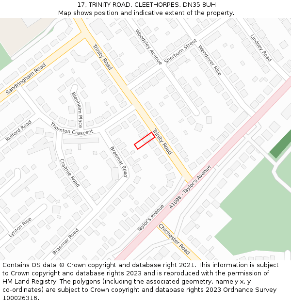 17, TRINITY ROAD, CLEETHORPES, DN35 8UH: Location map and indicative extent of plot