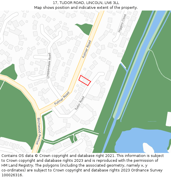 17, TUDOR ROAD, LINCOLN, LN6 3LL: Location map and indicative extent of plot