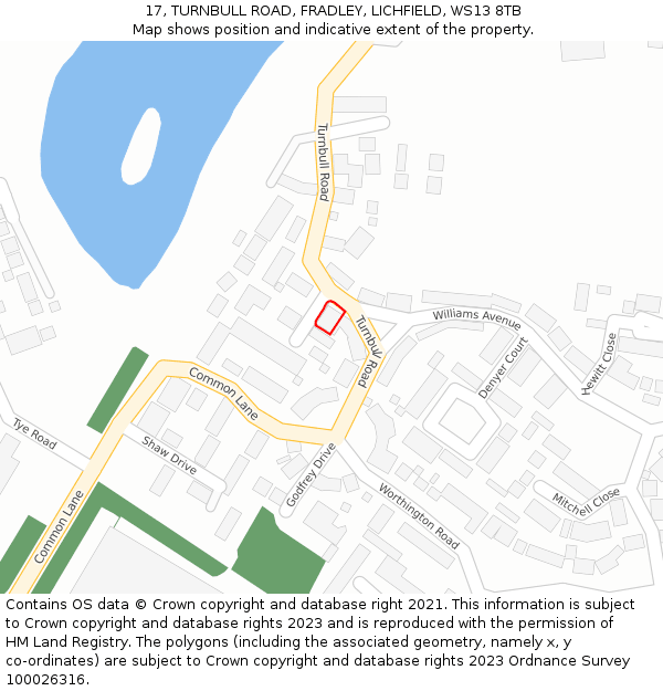 17, TURNBULL ROAD, FRADLEY, LICHFIELD, WS13 8TB: Location map and indicative extent of plot