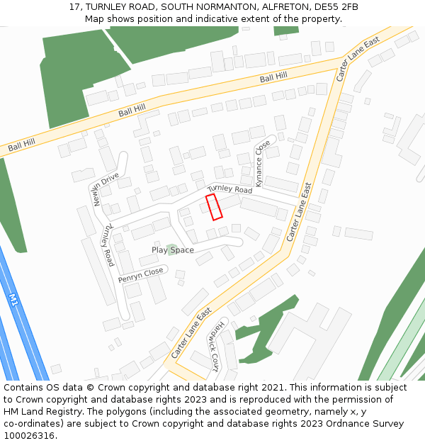 17, TURNLEY ROAD, SOUTH NORMANTON, ALFRETON, DE55 2FB: Location map and indicative extent of plot
