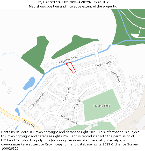 17, UPCOTT VALLEY, OKEHAMPTON, EX20 1UX: Location map and indicative extent of plot