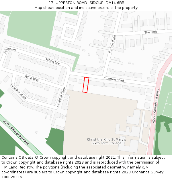 17, UPPERTON ROAD, SIDCUP, DA14 6BB: Location map and indicative extent of plot