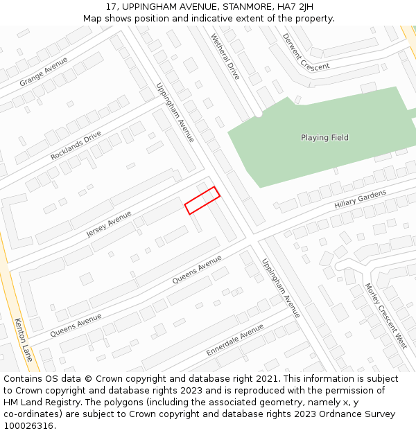 17, UPPINGHAM AVENUE, STANMORE, HA7 2JH: Location map and indicative extent of plot