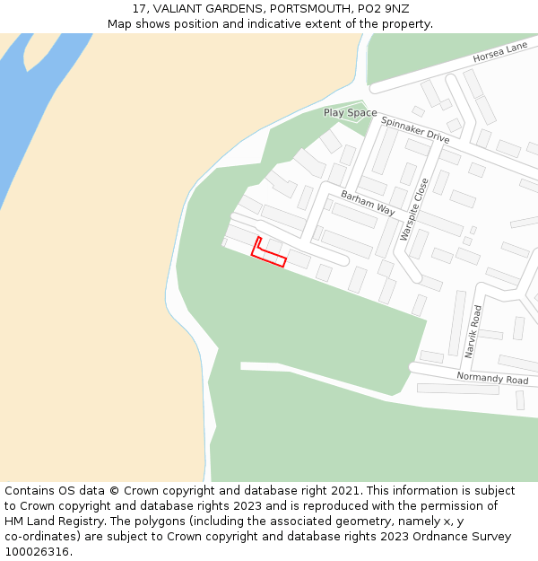 17, VALIANT GARDENS, PORTSMOUTH, PO2 9NZ: Location map and indicative extent of plot