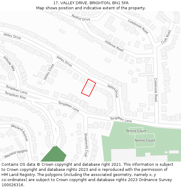 17, VALLEY DRIVE, BRIGHTON, BN1 5FA: Location map and indicative extent of plot