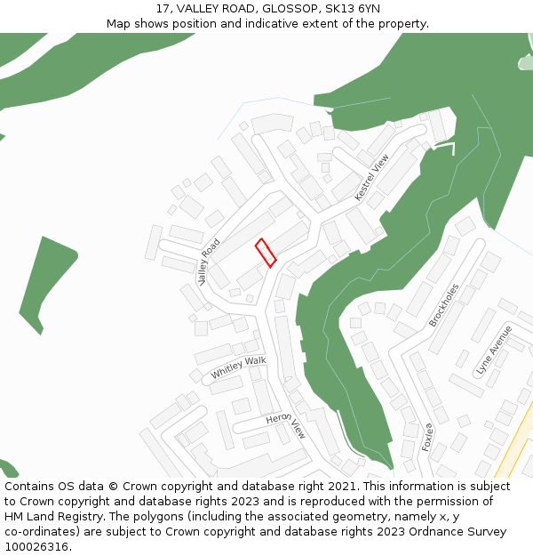 17, VALLEY ROAD, GLOSSOP, SK13 6YN: Location map and indicative extent of plot