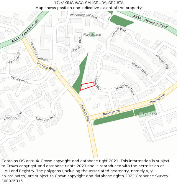 17, VIKING WAY, SALISBURY, SP2 8TA: Location map and indicative extent of plot