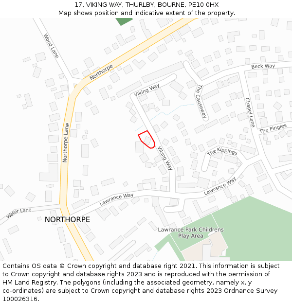 17, VIKING WAY, THURLBY, BOURNE, PE10 0HX: Location map and indicative extent of plot
