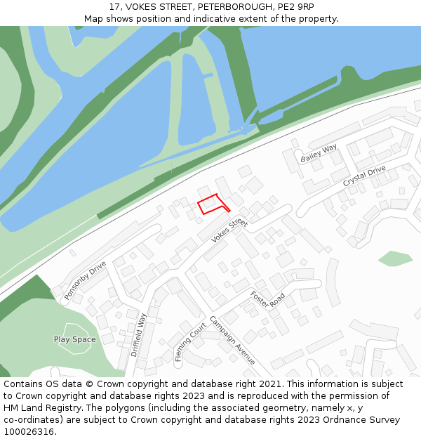 17, VOKES STREET, PETERBOROUGH, PE2 9RP: Location map and indicative extent of plot