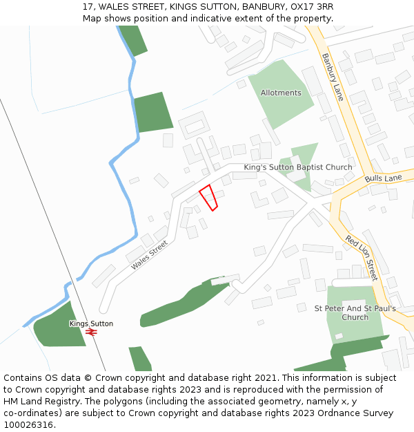 17, WALES STREET, KINGS SUTTON, BANBURY, OX17 3RR: Location map and indicative extent of plot